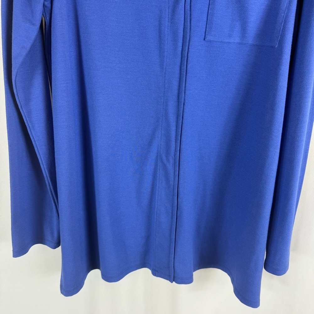 Soft Surroundings long cotton cardigan with button, bright blue, Size: M - Picture 4 of 16